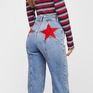 Free People Fire Cracker flare star butt Jeans